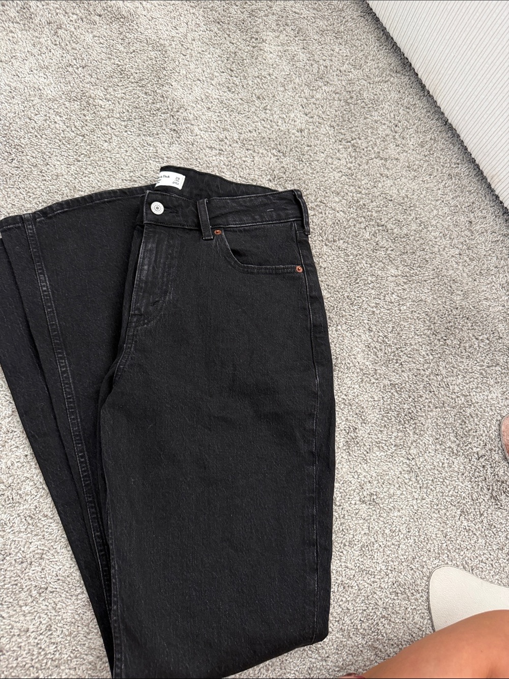 abercrombie and fitch bootcut black jeans curve love leather